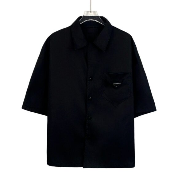 Prada Black Button-Up Short Sleeve Shirt With Chest Pocket - Picture 1 of 8